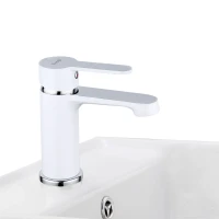 Смеситель для раковины Frap F1041, рычажное управление, цвет хром/белый