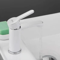 Смеситель для раковины Frap F1041, рычажное управление, цвет хром/белый