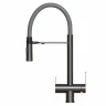 Смеситель для кухни MIXLINE МЛНС-0401Г/MLSS-0401BL серый, рычажное управление, цвет черный графит/серый