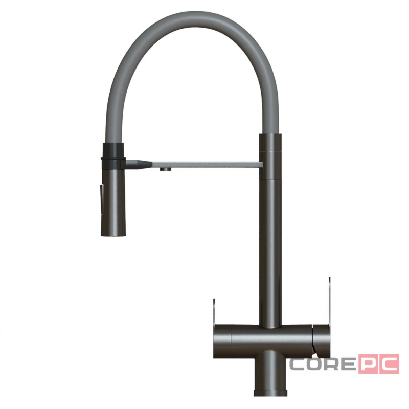 Смеситель для кухни MIXLINE МЛНС-0401Г/MLSS-0401BL серый, рычажное управление, цвет черный графит/серый