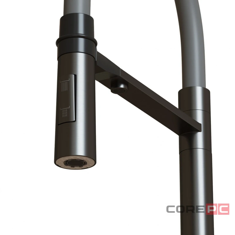 Смеситель для кухни MIXLINE МЛНС-0401Г/MLSS-0401BL серый, рычажное управление, цвет черный графит/серый