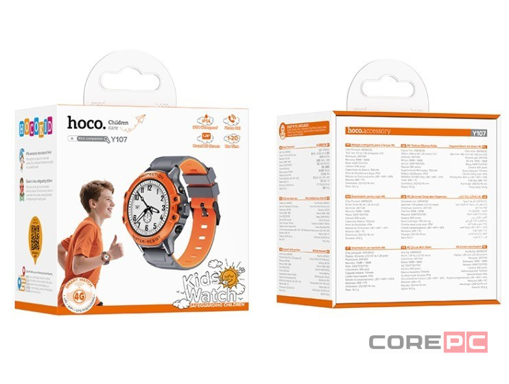 Смарт-часы детские Hoco Y107 Smart Watch оранжевые
