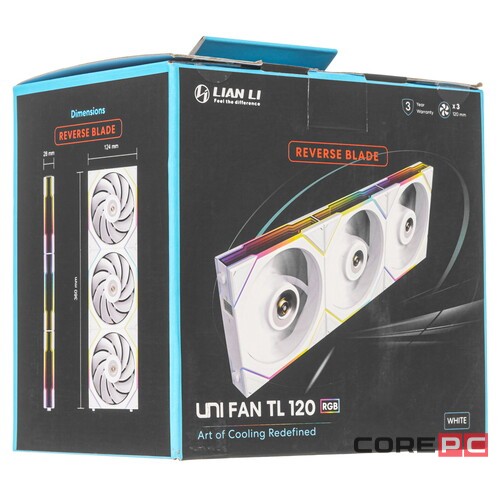 Комплект вентиляторов для корпуса Lian Li UNI FAN TL LED 120 Reverse ARGB White (G99.12RTL3W.R0)