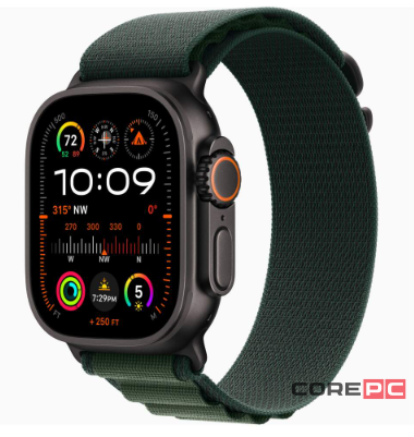 Apple Watch Ultra 2 (2024) 49mm Black Titanium Case with Dark Green Alpine Loop (M)