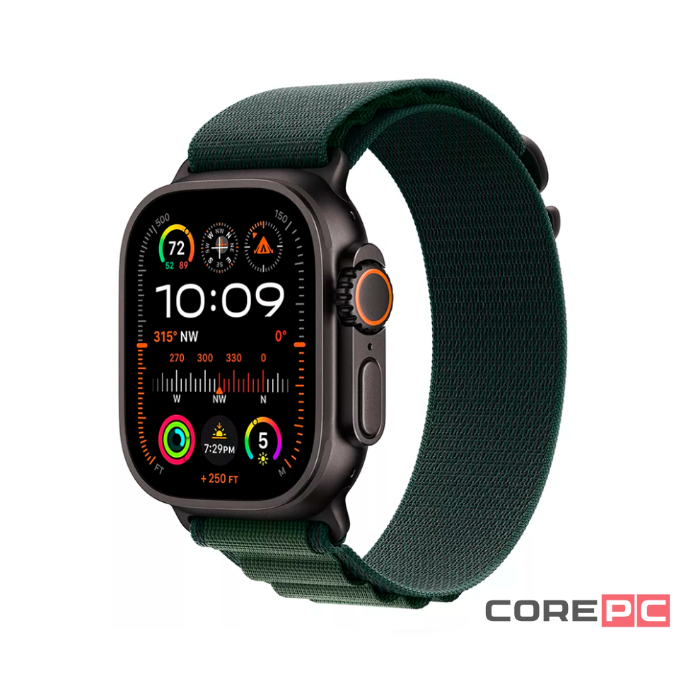 Apple Watch Ultra 2 (2024) 49mm Black Titanium Case with Dark Green Alpine Loop (M)