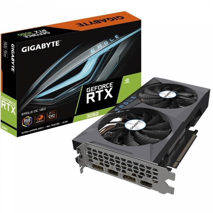 Видеокарта Gigabyte (GV-N3060EAGLE OC-12GD 2.0) GeForce RTX 3060 12GB EAGLE OC (rev. 2.0) LHR