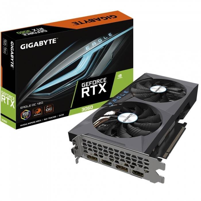 Видеокарта Gigabyte (GV-N3060EAGLE OC-12GD 2.0) GeForce RTX 3060 12GB EAGLE OC (rev. 2.0) LHR