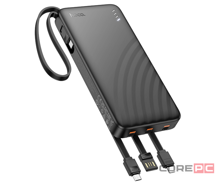 Powerbank Hoco J146 10000mAh 1USB/1C с кабелем USB/Type-C/Lightning/Micro черный