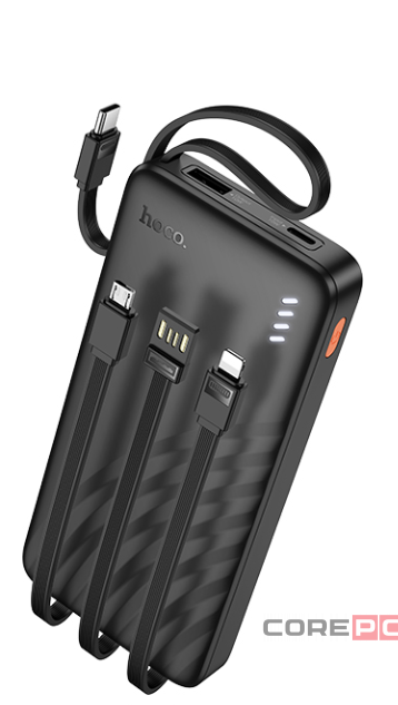Powerbank Hoco J146 10000mAh 1USB/1C с кабелем USB/Type-C/Lightning/Micro черный
