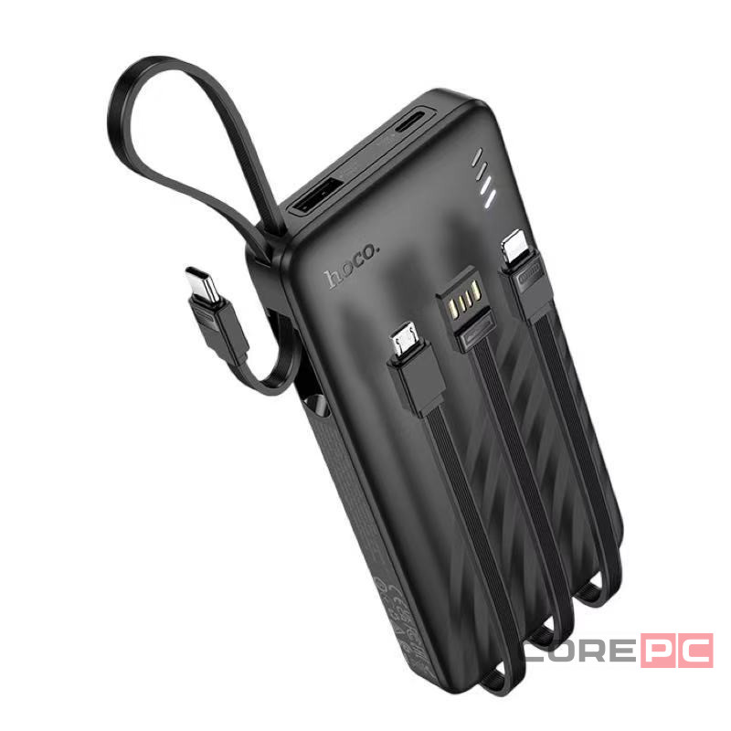 Powerbank Hoco J146 10000mAh 1USB/1C с кабелем USB/Type-C/Lightning/Micro черный