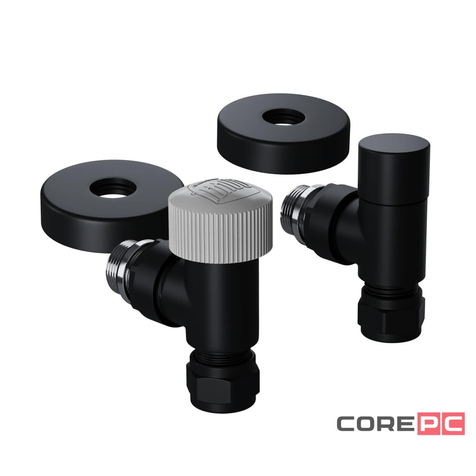 Набор термостатический угловой Royal Thermo Design Pro 15мм М30х1,5 (Черный)