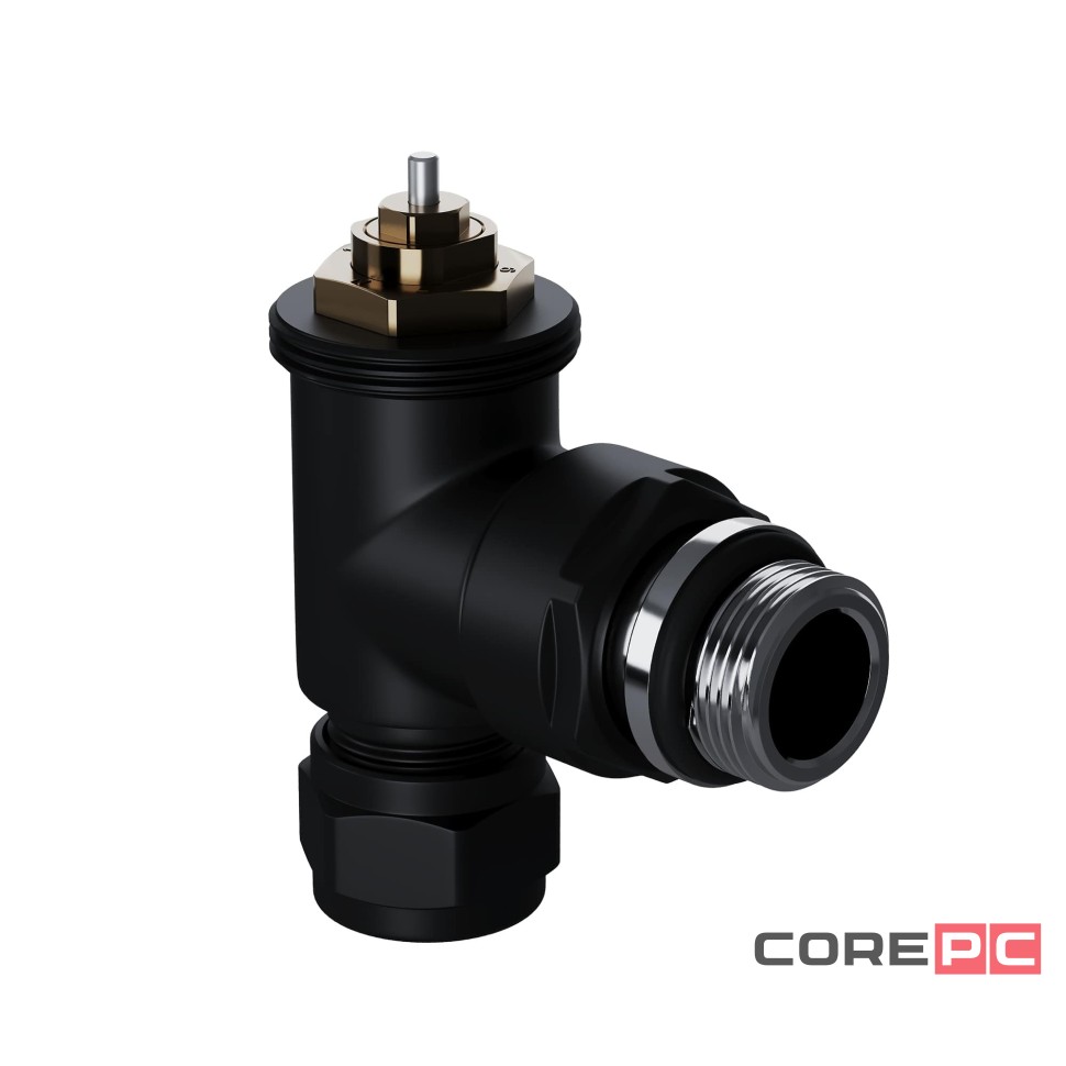 Набор термостатический угловой Royal Thermo Design Pro 15мм М30х1,5 (Черный)