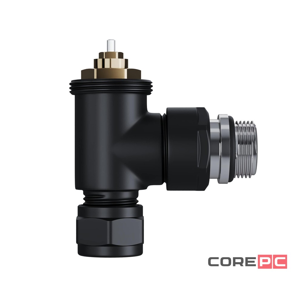 Набор термостатический угловой Royal Thermo Design Pro 15мм М30х1,5 (Черный)