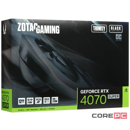 Видеокарта ZOTAC (ZT-D40720J-10P) GeForce RTX 4070 SUPER 12GB TRINITY ОС BLACK ED