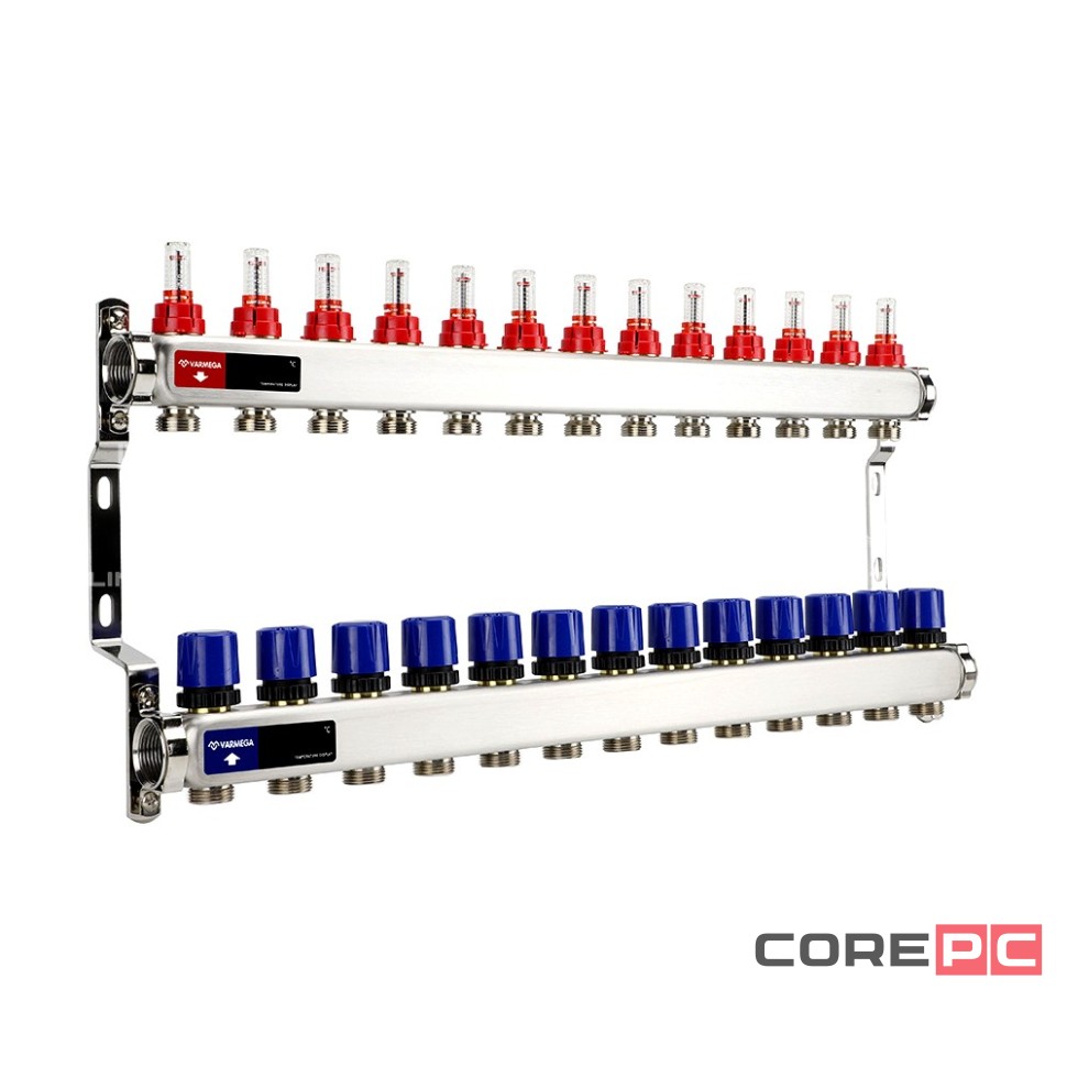 Группа коллекторная с расх. VARMEGA VM15113 ВР 1quot;, под 130 насос, на 13 конт. 3/4quot; EK, нерж. сталь