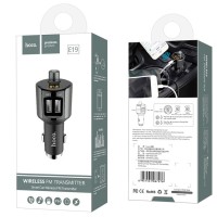 Автомобильное заряд. устр. Hoco E19 + FM-трансмиттер BT4.2 2USB 2.4A серое