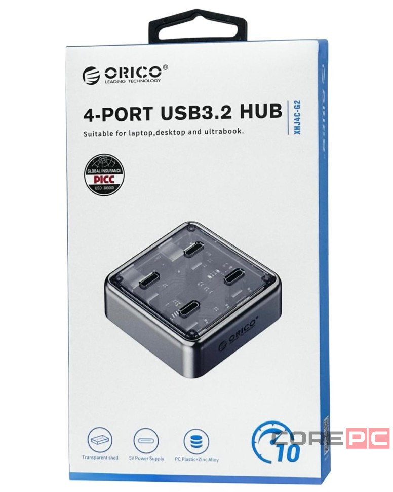 USB-С хаб Orico XHJ4C-G2 4USB-C серый