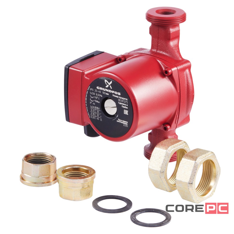 Насос циркуляционный Grundfos UPS 25-40 с гайками