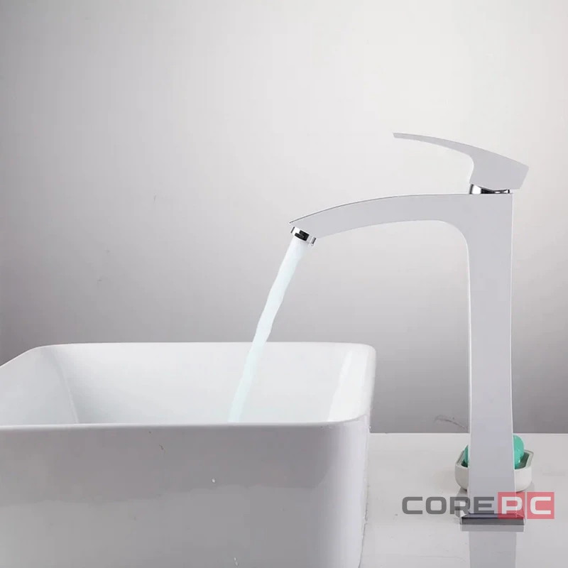 Смеситель для раковины-чаши Gappo G1007-18, рычажное управление, цвет хром/белый