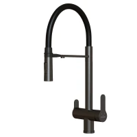 Смеситель для кухни MIXLINE МЛНС-0401Г/MLSS-0401BL черный, рычажное управление, цвет черный графит