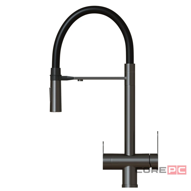 Смеситель для кухни MIXLINE МЛНС-0401Г/MLSS-0401BL черный, рычажное управление, цвет черный графит