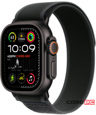 Apple Watch Ultra 2 (2024) 49mm Black Titanium Case with Black Trail Loop (S/M)
