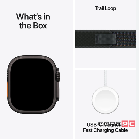 Apple Watch Ultra 2 (2024) 49mm Black Titanium Case with Black Trail Loop (S/M)