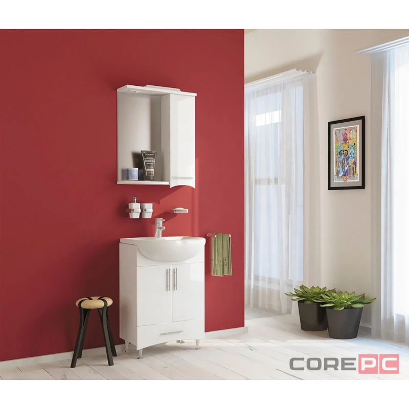 Раковина накладная мебельная rosa Уют-55 4620008192765, керамика, округлая, белый