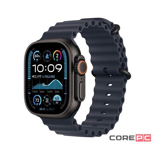 Apple Watch Ultra 2 (2024) 49mm Black Titanium Case with Navy Ocean Band (One Size)