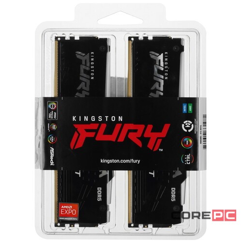 Оперативная память 16 Gb 5200 MHz Kingston FURY Beast RGB Black (KF552C36BBEAK2-16)