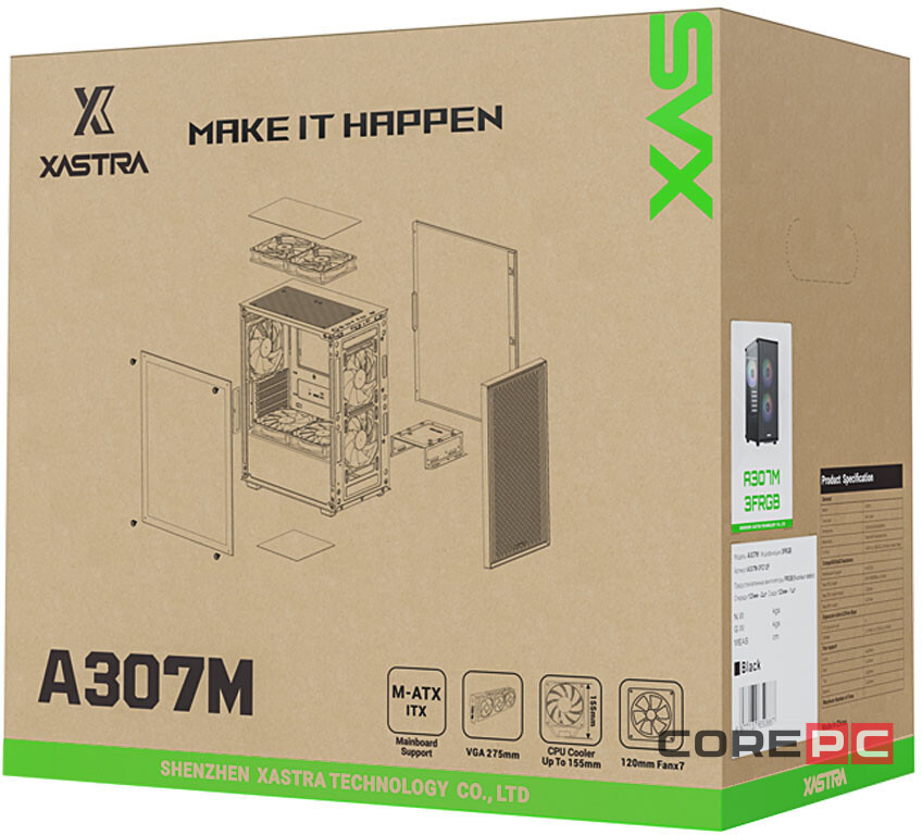 Компьютерный корпус XASTRA A307M 3FRGB TG Black (A307M-3FC12F)