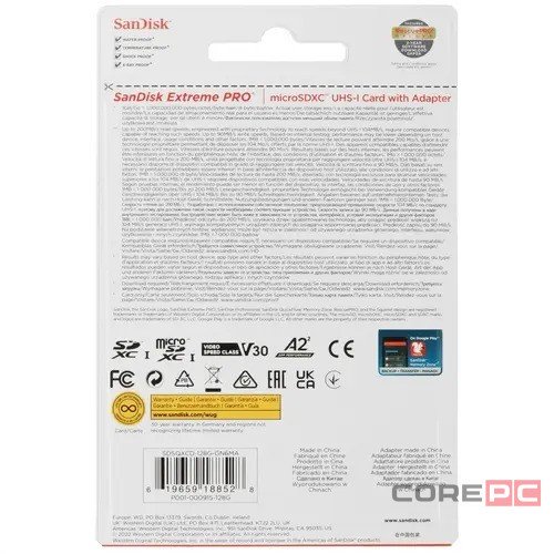 SDXC карта памяти Sandisk Extreme Pro 128GB 200MB/s UHS-I (SDSQXCD-128G-GN6MA)
