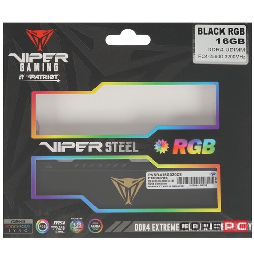 Оперативная память 16 Gb 3200 MHz PATRIOT VIPER STEEL RGB (PVSR416G320C8K)