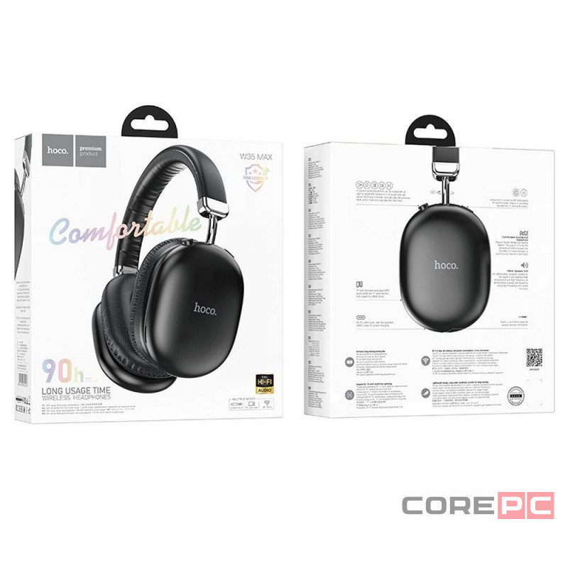 Стереонаушники Bluetooth полноразмерные Hoco W35 Max V5.3/45ч черные