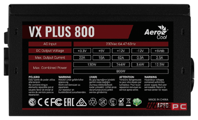 Блок питания Aerocool 800W VX PLUS 800