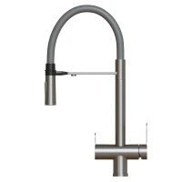 Смеситель для кухни MIXLINE МЛНС-0401/MLSS-0401 серый, рычажное управление, цвет сатин/серый