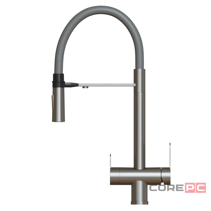 Смеситель для кухни MIXLINE МЛНС-0401/MLSS-0401 серый, рычажное управление, цвет сатин/серый