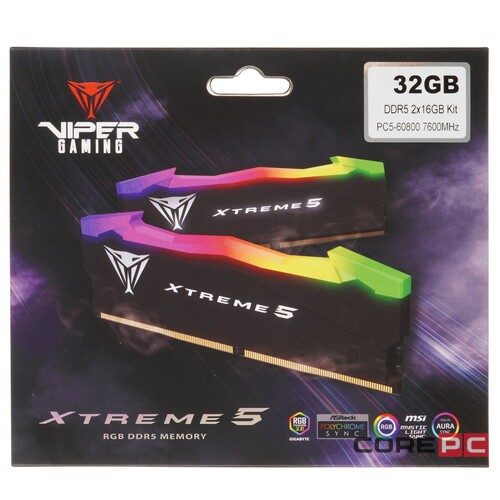 Оперативная память 32 Gb 7600 MHz PATRIOT VIPER XTREME 5 RGB (PVXR532G76C36K)