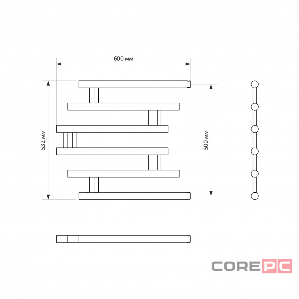 Водяной полотенцесушитель MIXLINE Серия СИМПЛ ПM4 ML-556337, нержавеющая сталь, пм-образная форма