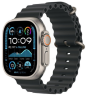Apple Watch Ultra 2 (2024) 49mm Natural Titanium Case with Black Ocean Band (One Size)