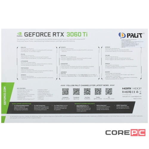 Видеокарта Palit (NE6306TS19P2-190AD) GeForce RTX 3060 Ti 8GB Dual OC V1 LHR