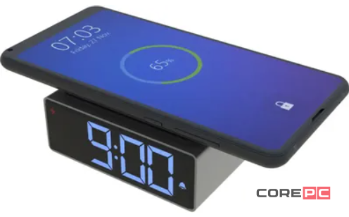 Часы-будильник Ritmix RRC-900Qi с беспроводной зарядкой (серый)