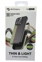 Накладка для i-Phone 15 Pro 6.1" Pitaka Magez Case 4 Aramid Fiber 600D черно-зеленый