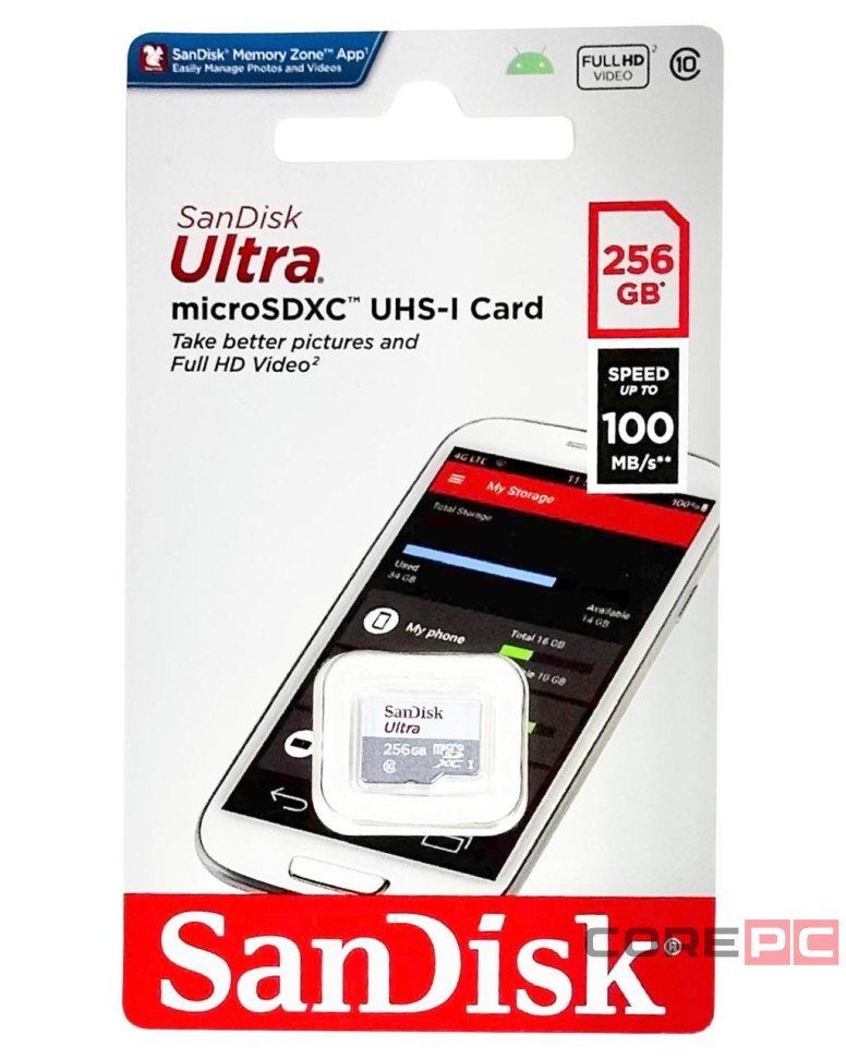 SDXC карта памяти Sandisk 256GB Ultra UHS-I (100 Mb/s) SDSDUNR-256G-GN3IN