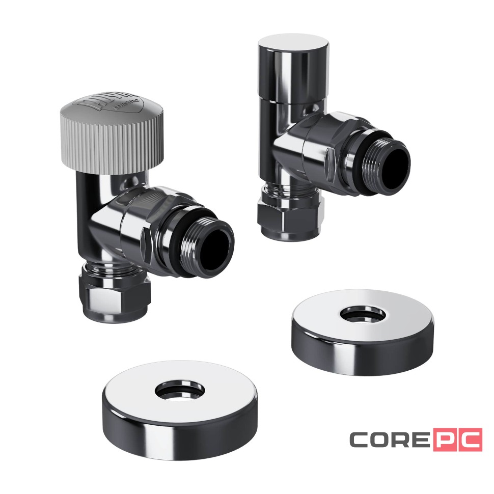 Набор термостатический угловой Royal Thermo Design Pro 15мм М30х1,5 (Хром)