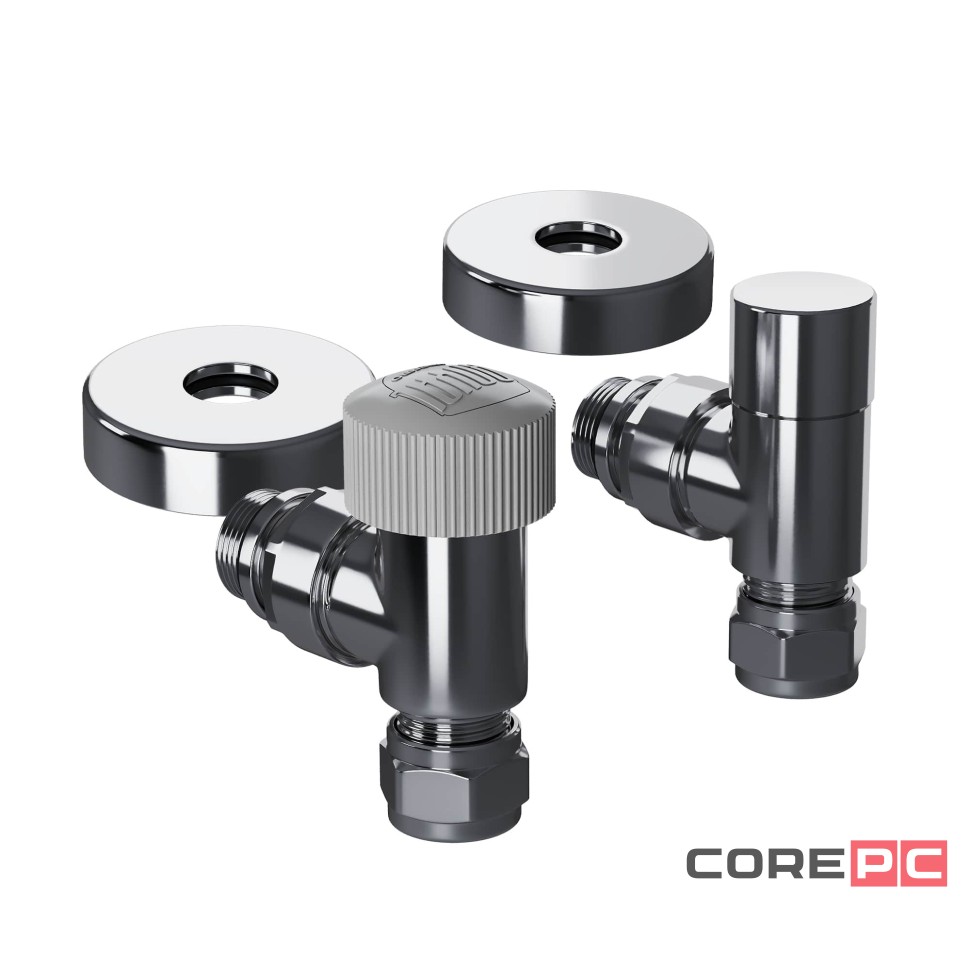 Набор термостатический угловой Royal Thermo Design Pro 15мм М30х1,5 (Хром)