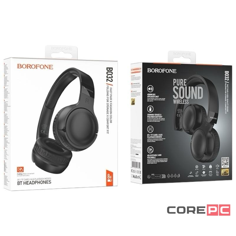 Стереонаушники Полноразмерные Borofone BO32 BT5.4/200mAh/8ч черные