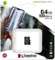 micro SDXC карта памяти Kingston 64GB Class10 100R A1 Canvas Plus без ад..(SDCS2/64GBSP)