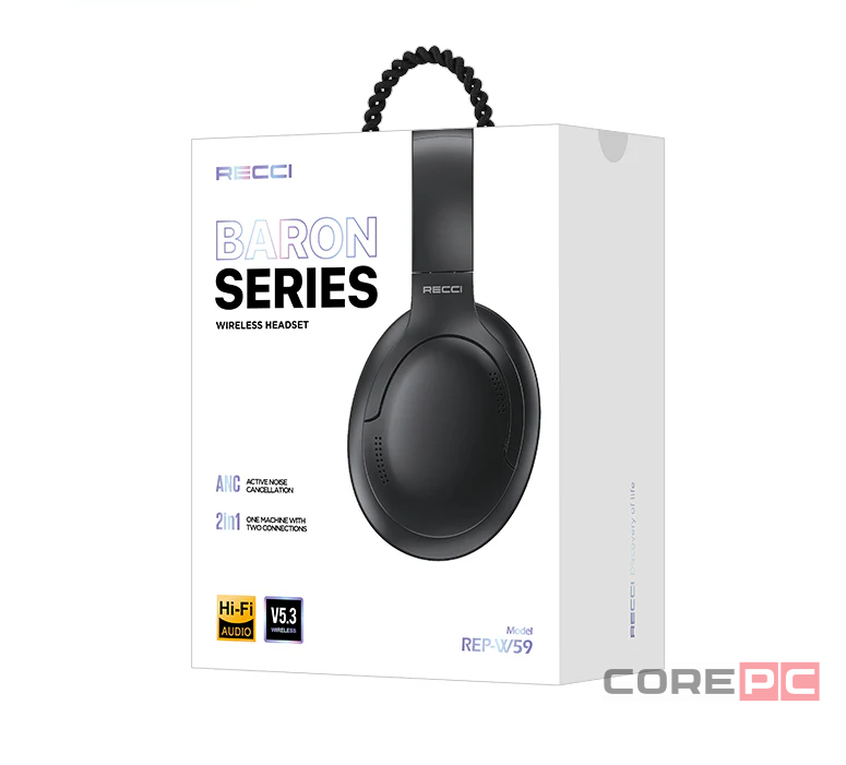 Стереонаушники Bluetooth Полноразмерные Recci Baron REP-W59 черные