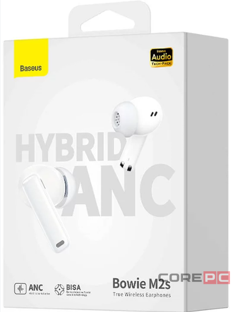 Мобильная Bluetooth-гарнитура Baseus Bowie M2s BT5.2/67mAh (600mAh)/7ч/ANC (NGTW350102) белая